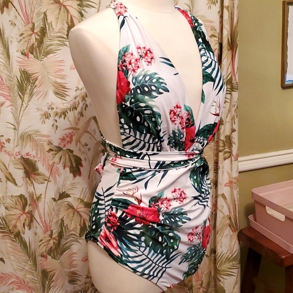 Ziola one piece Maternity Swimsuit Halter Swimwear Deep V neck Monokini - Picture 3 of 7